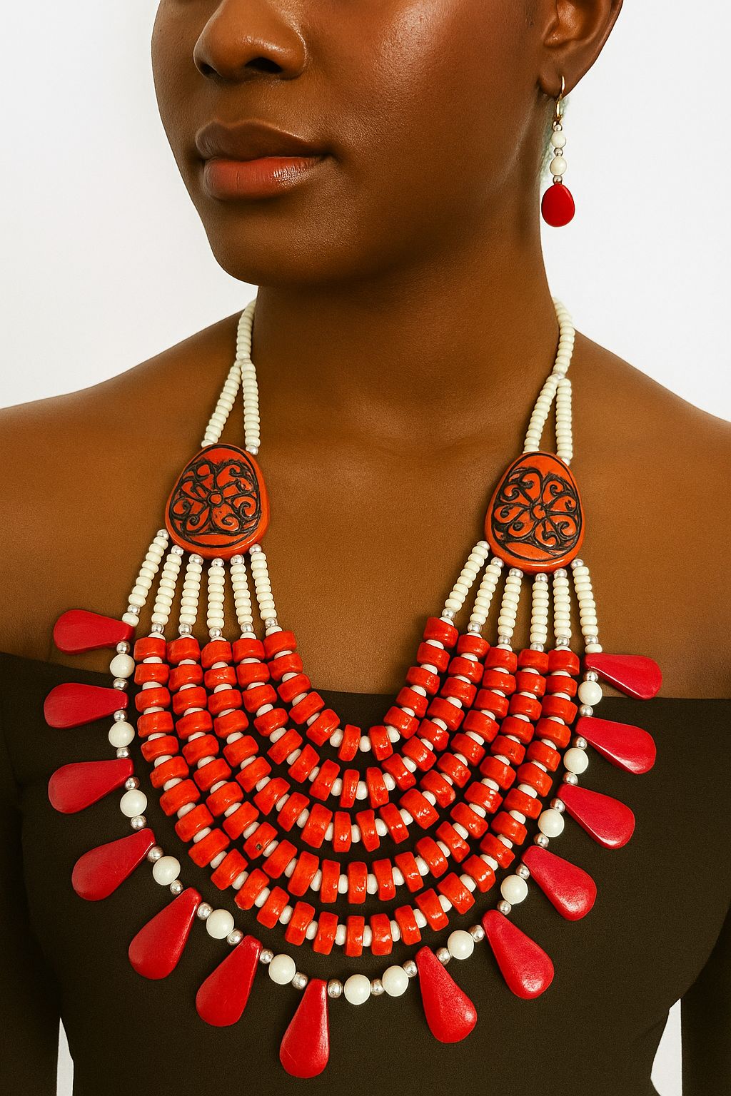 African Classic Bone Necklace-007