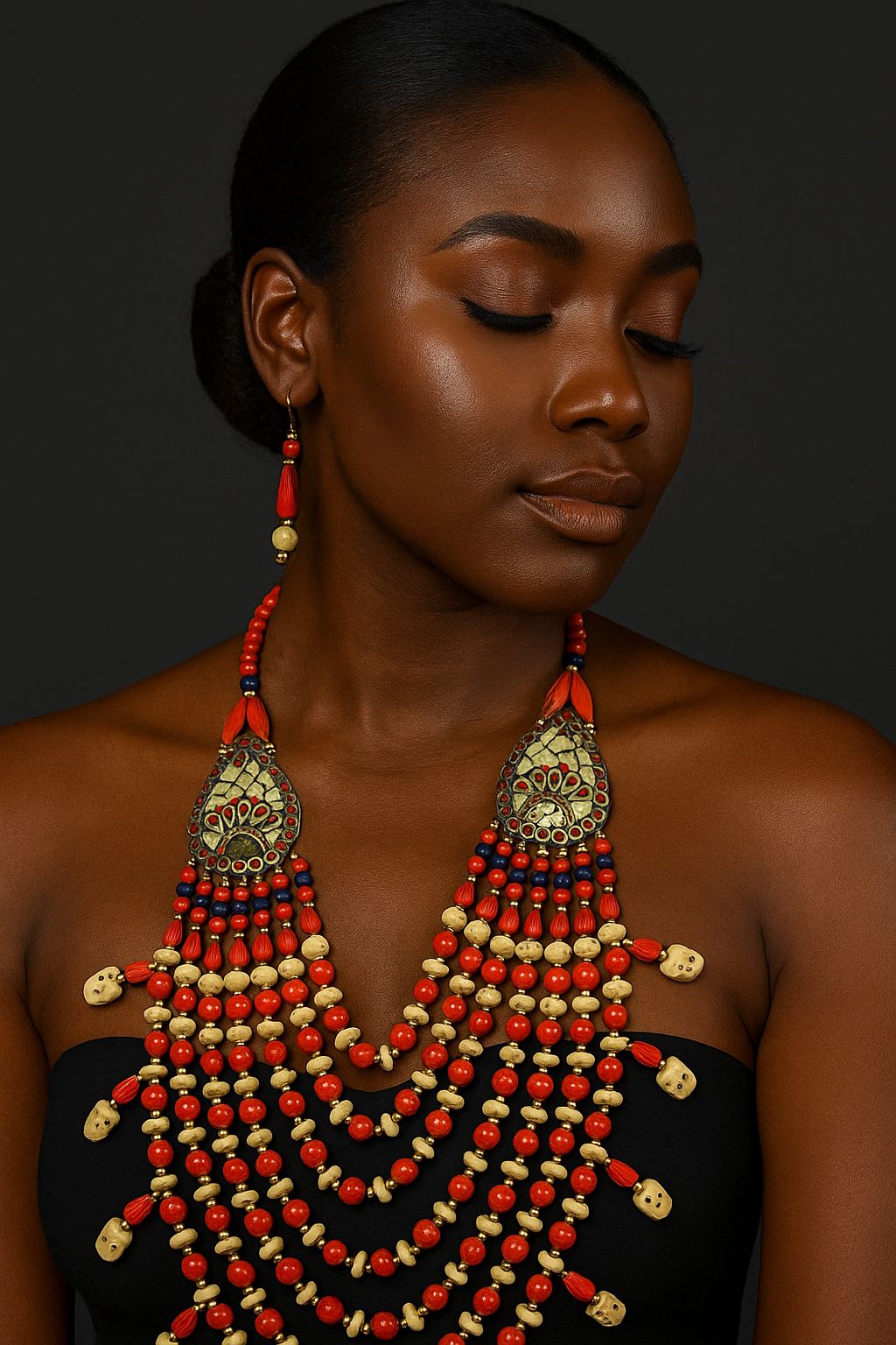 African Classic Bone Necklace-013