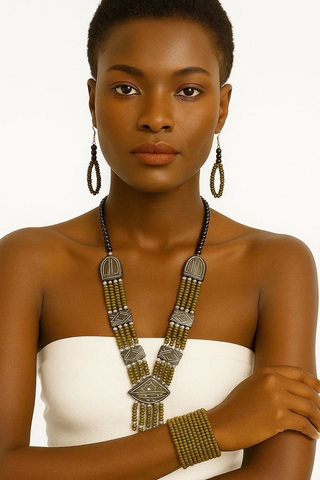 African Classic Bone Necklace-024