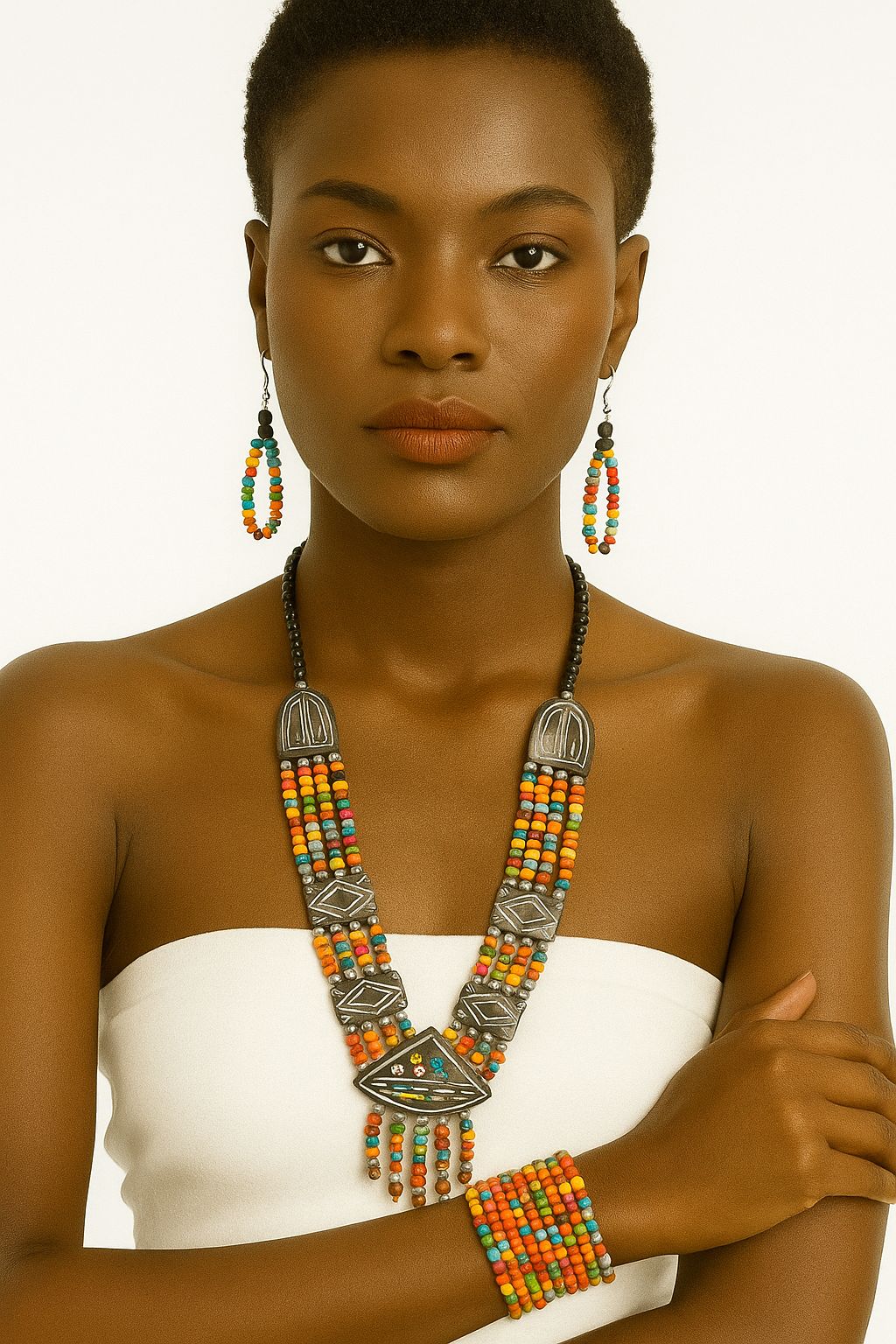 African Classic Bone Necklace-028