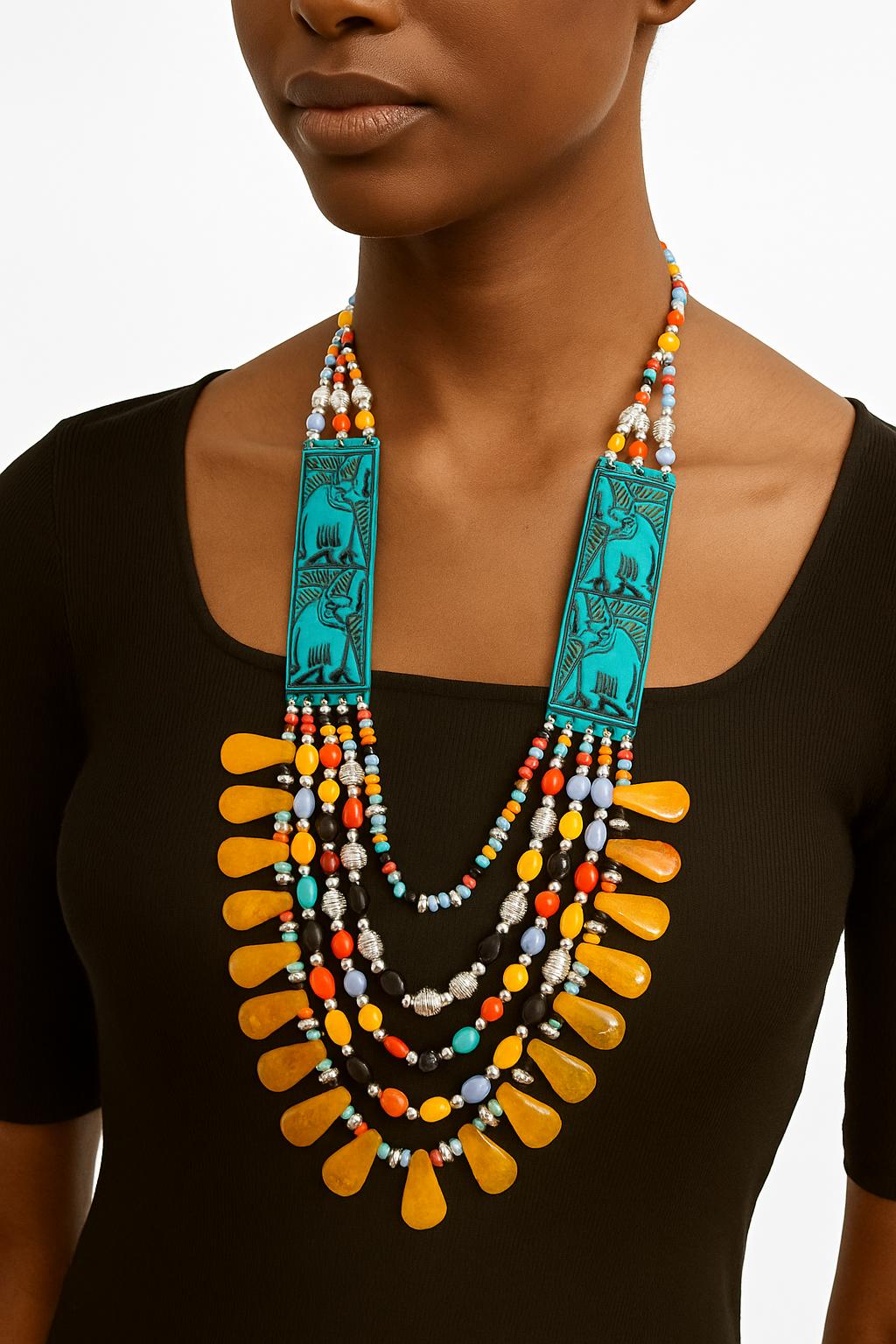 African Classic Bone Necklace-030