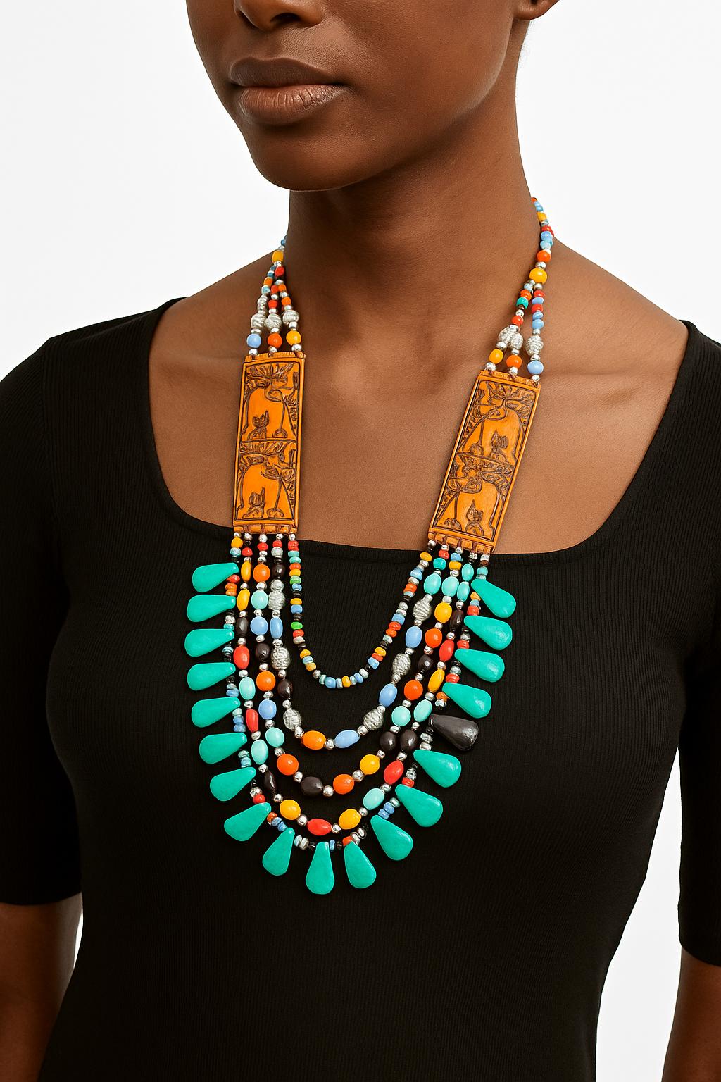 African Classic Bone Necklace-043