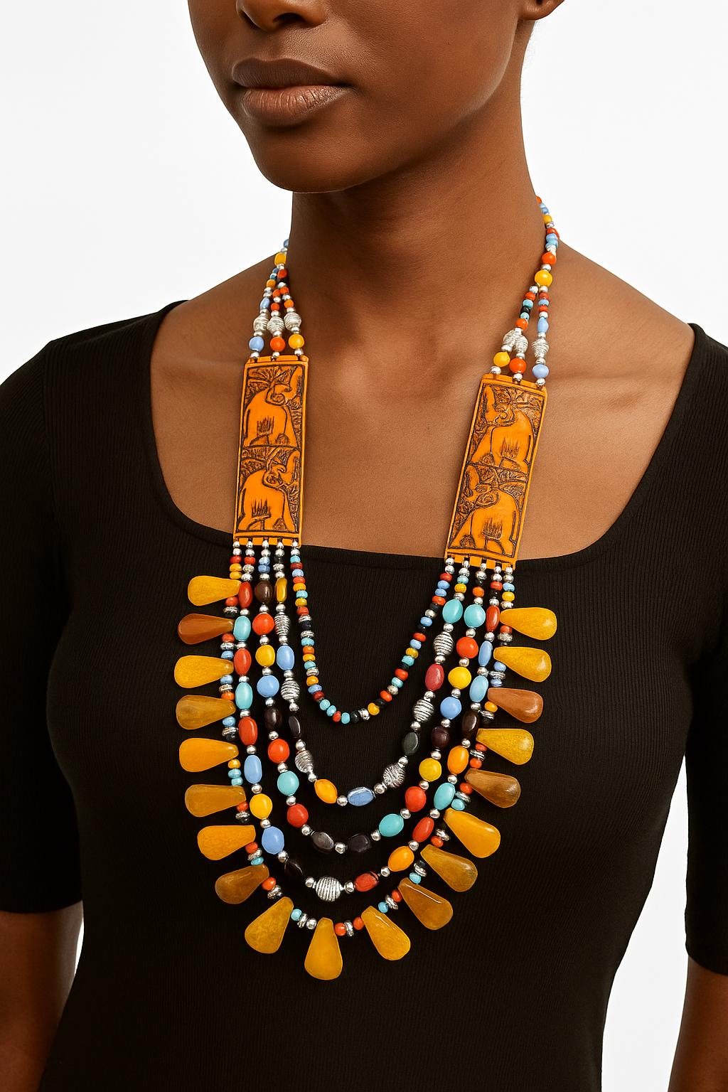 African Classic Bone Necklace-031