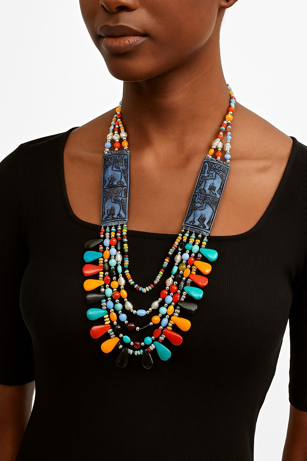 African Classic Bone Necklace-032