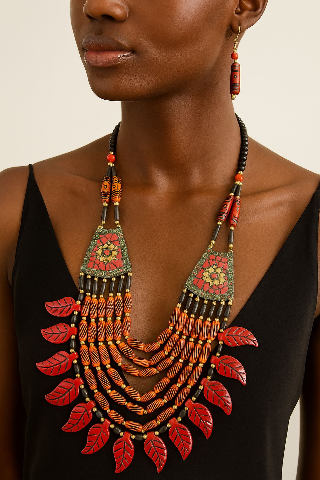 African Classic Bone Necklace-044