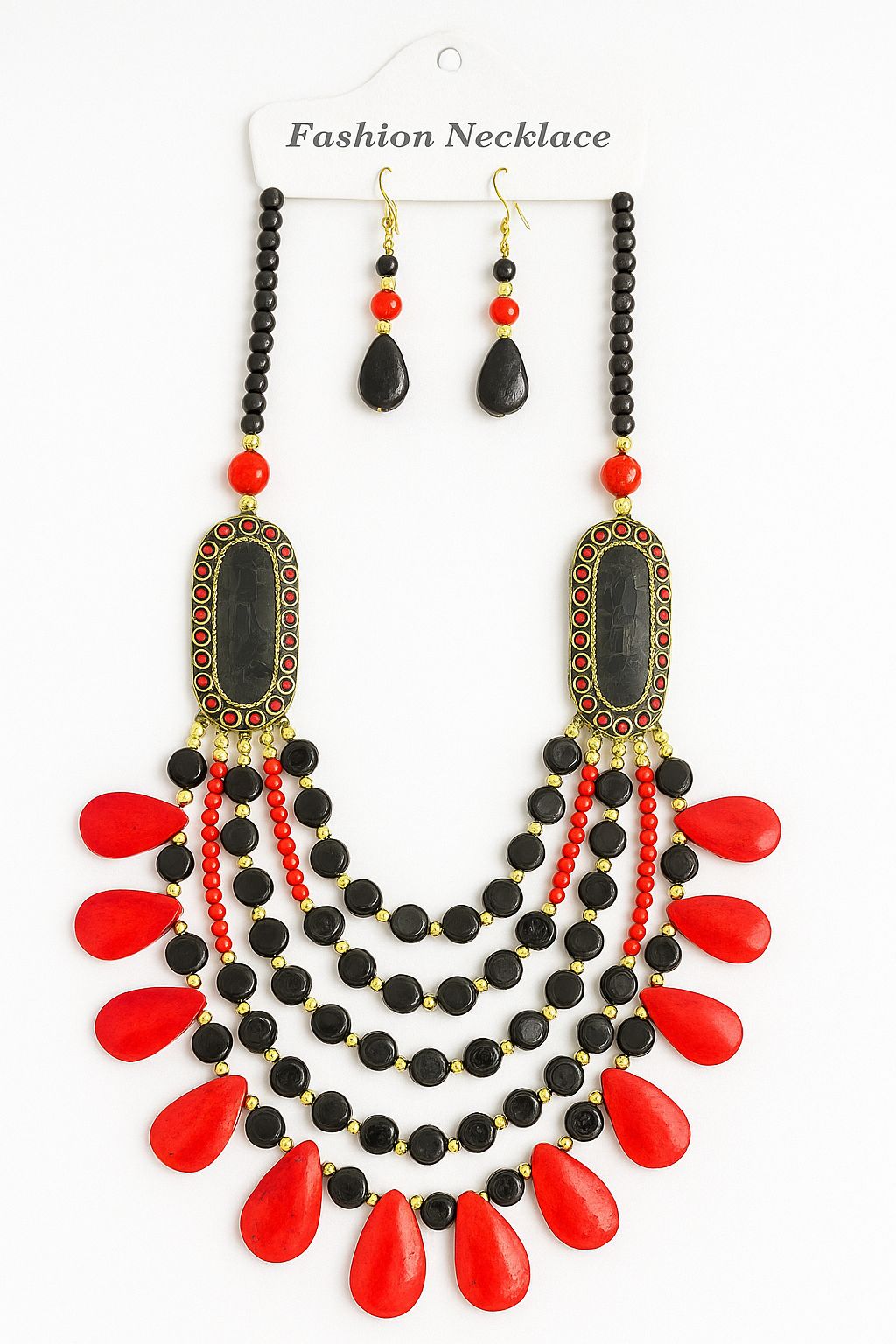 African Classic Bone Necklace-049
