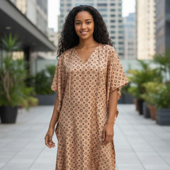 Women’s Satin Kaftan with Handcrafted Neck Work-001