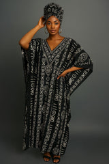 Women’s Satin Kaftan with Handcrafted Neck Work-008