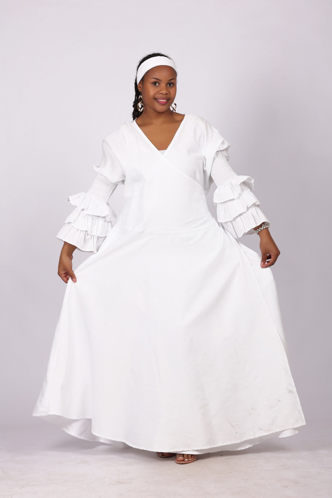 DRS015 | SOLID Women’s Cotton Dress (All White)