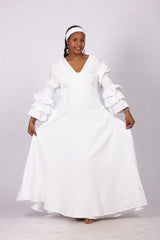 DRS015 | SOLID Women’s Cotton Dress (All White)