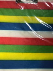 African Print Fabric Sego Headtie bright stripes of yellow greena blue and red