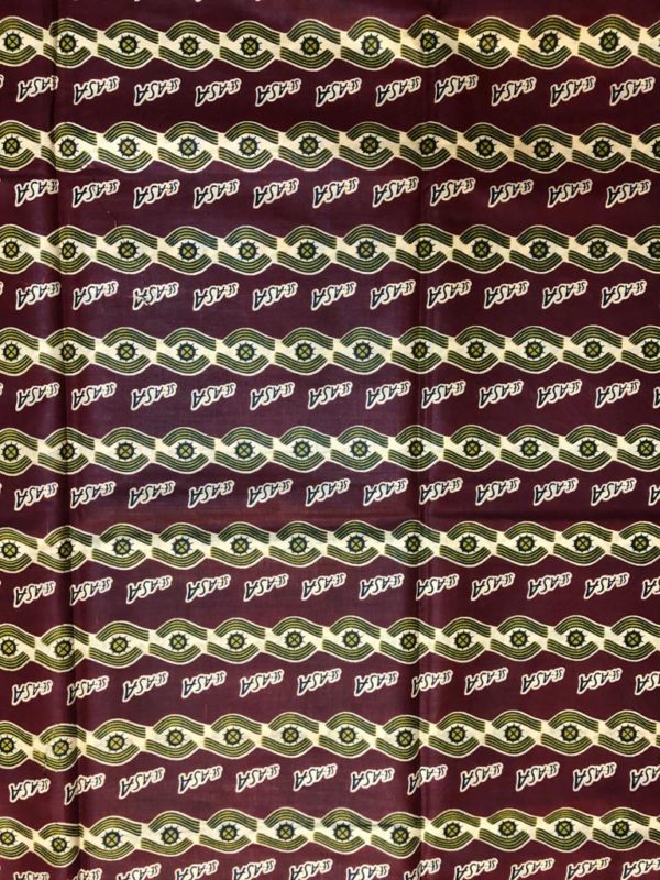 Closeout African Print Fabric burgundy and green