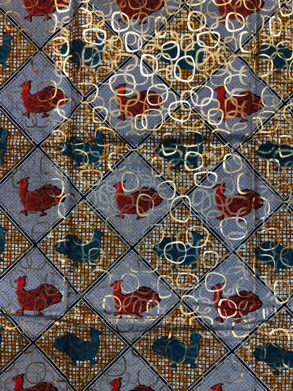 Mitex holland Embroidery stones blue with birds and diamond pattern