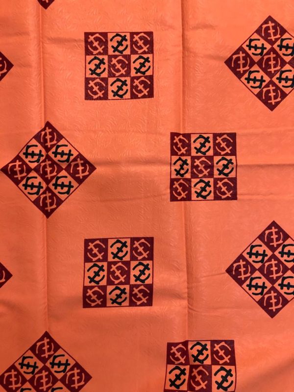Seersucker african print fabric orange