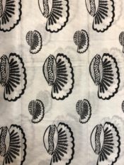 Seersucker african print fabric white with black shell pattern