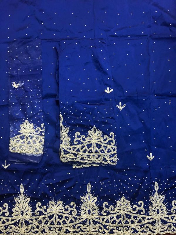 Embroidery George African Print fabric royal blue with subtle embroidery pattern