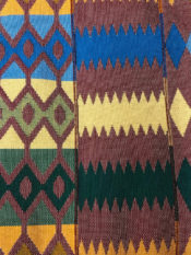 100% Cotton woven kente print fabric in a multi design and multi colored pattern