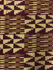 100% Cotton woven kente print fabric in brown and tan