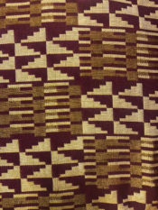 100% cotton woven kente print in brown and tan design pattern