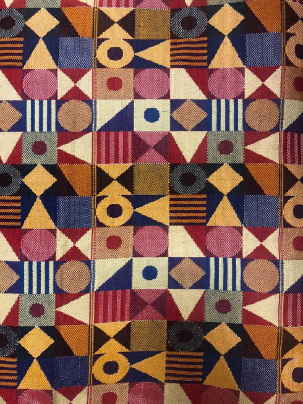 100% cotton woven kente print in multi neutral colored pattern