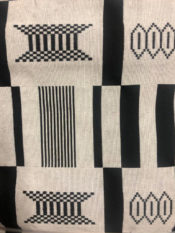100% cotton woven kente print in off white and black