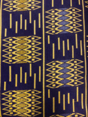 100% cotton woven kente print in purple with yellow line