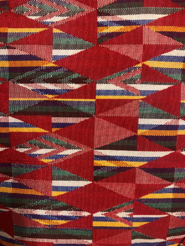 100% cotton woven kente print in red with diamond pattern