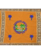 100% Cotton Introica George Nigerian uniform in burnt orange with a pattern border and a palm tree center design