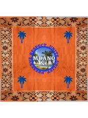 100% Cotton Introica George Nigerian uniform in orange with a pattern border and a palm tree center design