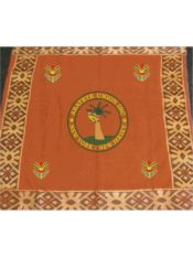 100% Cotton Introica George Nigerian uniform in burnt orange with a embroidered pattern border and center palm tree design