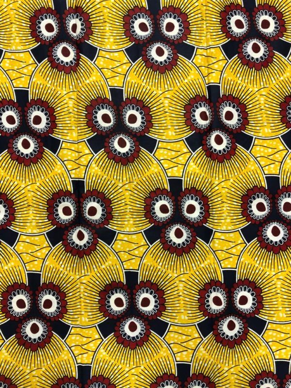 Best selling African Print fabric grey background with half circle multi colored pattern